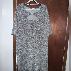 Gray Knit Dress with Keyhole Detail
